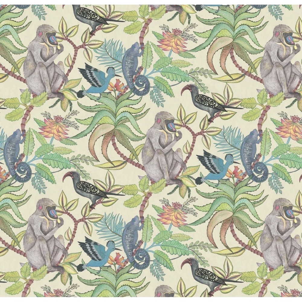Cole & Son Savuti Wallpaper‎ Roll New Sealed Jungle Baboon Chameleon Designer